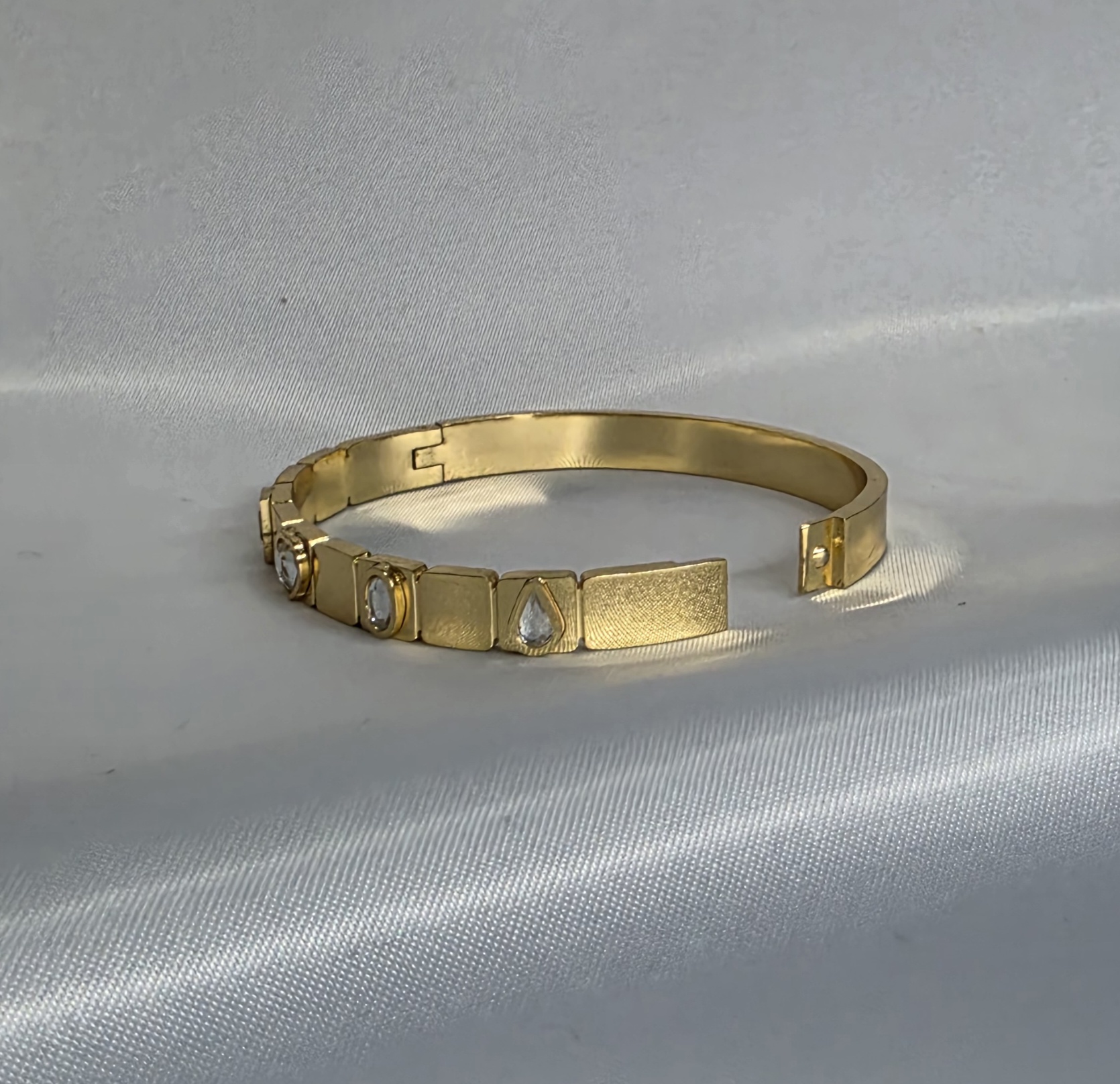 Multi Shape Crystal Gold Kada — view 3